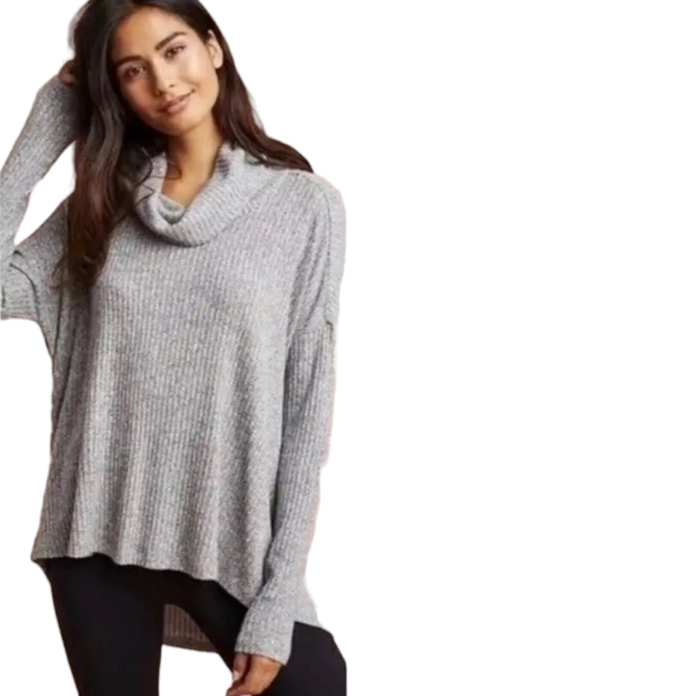 Anthropologie Womens Sunday Grey Cowl Neck Lazy Comfy Sweater Size XS